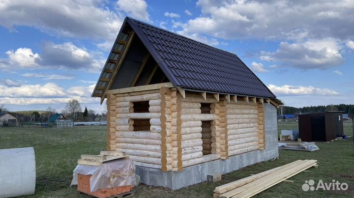 Сруб бани 6x3 с5 стеной