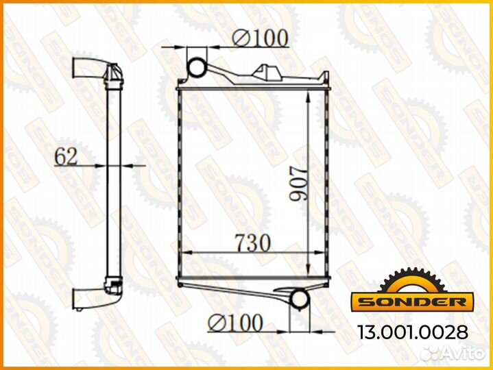 Интеркулер Вольво Фм9 Фм12 907х730х63 мм