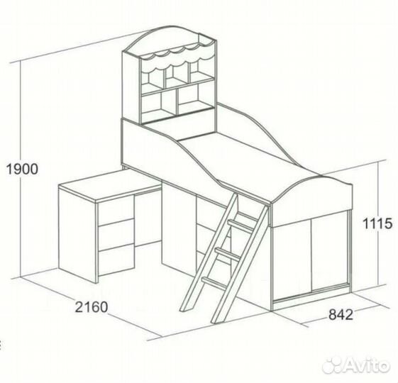 Кровать детская комбинированная, двухсторонняя