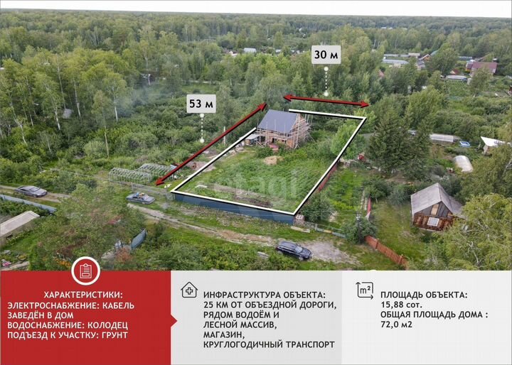 Дача 72 м² на участке 15,9 сот.