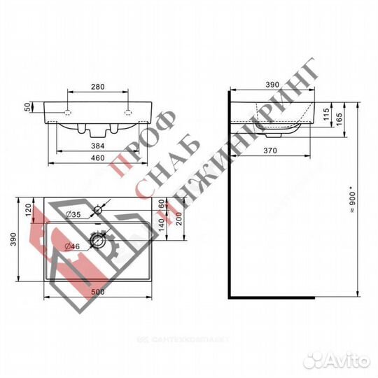 Умывальник мебельный Oleta 50 1 отверстие под смес
