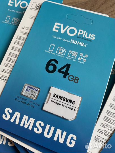 Новая Карта памяти MicroSD Samsung 64 GB EVO plus