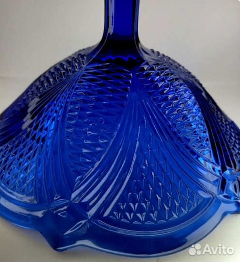 Ваза фруктовница синее стекло СССР