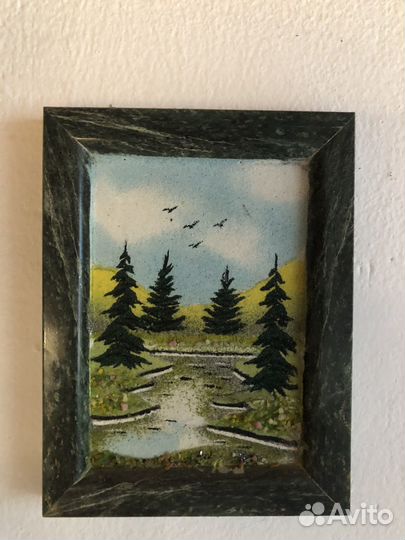 Панно из камня (рамка змеевик)