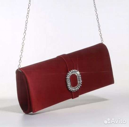 Клатч женский красный (сумка красная) на цепочке