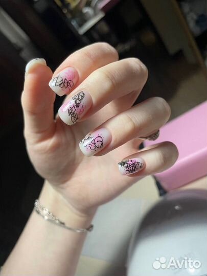 Комбинированный маникюр, наращивание