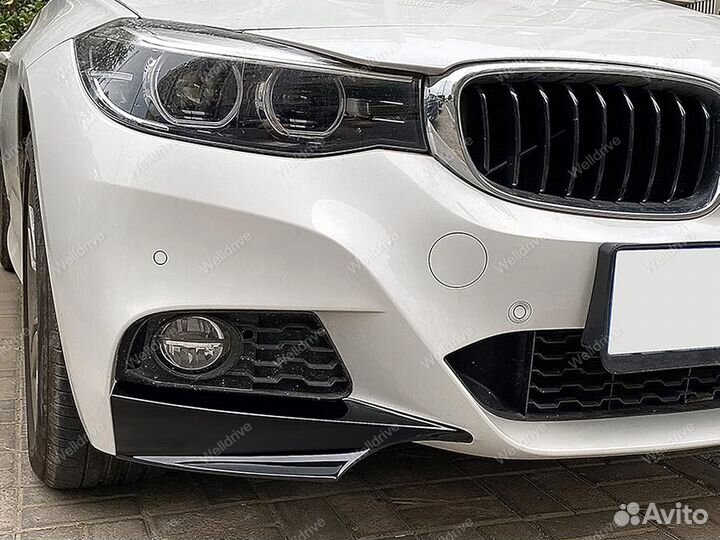 Клыки передние BMW 3 GT F34 M Sport черный глянец