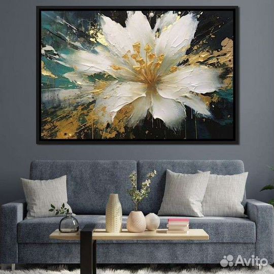 Картина маслом цветы в абстрактном сюжете