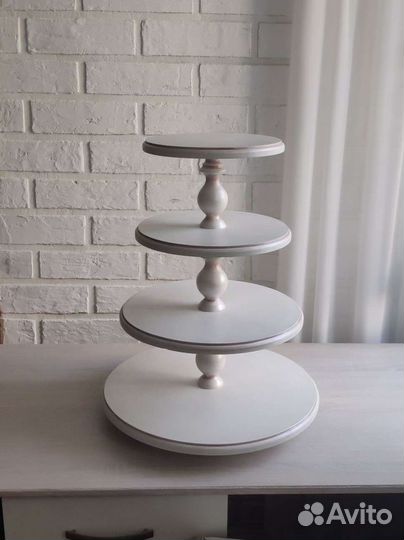 Подставка этажерка для торта и десертов деревянная