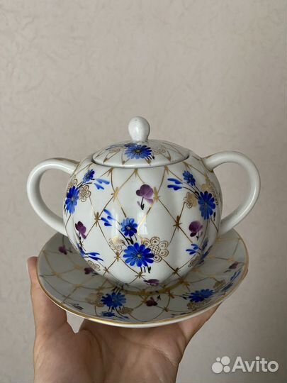 Чайная пара Лфз васильки, сахарница лфз васильки