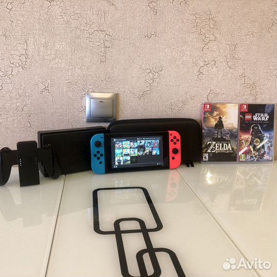 Nintendo switch rev 2 128gb много игр