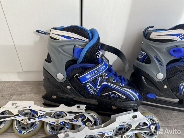 Роликовые коньки детские раздвижные, 2в1