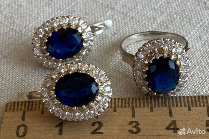 Серьги и кольцо, серебро