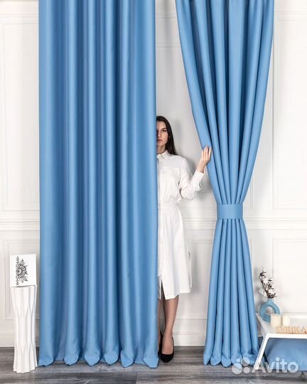 Комплект портьер блэкаут Марсель Лазурный шторы
