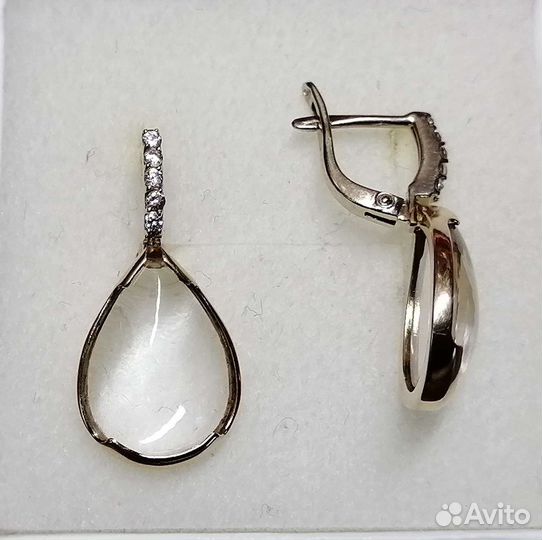 Золотые серьги 585 кабошон