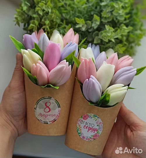 Букет из мыла, букет тюльпанов, мыло ручной работы