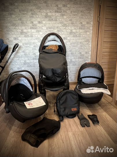 Коляска verdi orion 3 в 1 черная экокожа