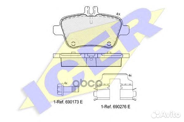 Колодки тормозные icer 182039 MB B W246 11- задн