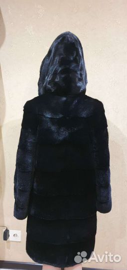 Шуба норковая с капюшоном