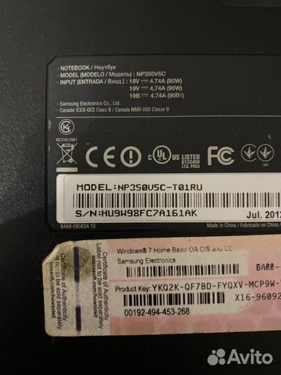 Samsung np350v5c на запчасти