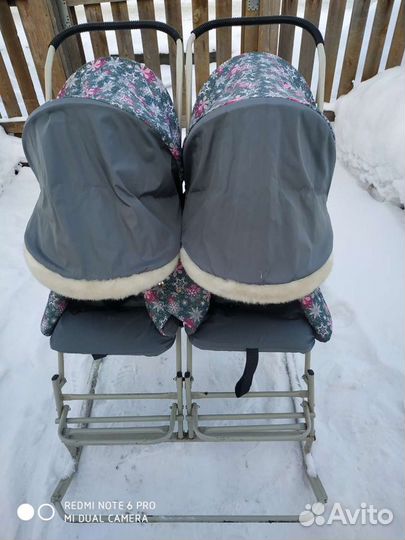 Детские санки коляска для двойни