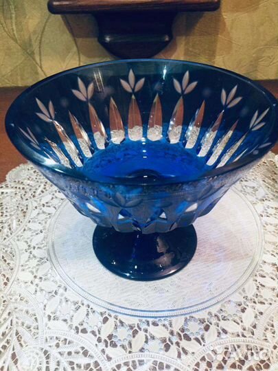 Вазы хрусталь кобальт Чехословакия СССР