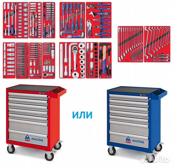 Телега 7 ящиков 52-07299 с инструментом 299 предм