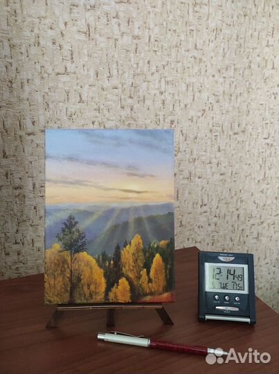 Картины маслом, мини, 20*15, осень, лесной пейзаж