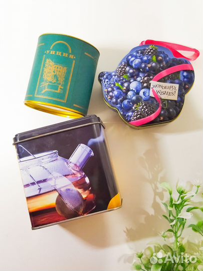 Банка для чая жестяная фигурная картон