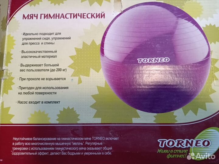 Мяч гимнастический Torneo с насосом на вес до200кг