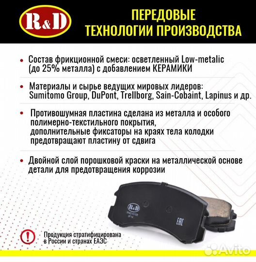 Тормозные колодки R&D Mitsubishi Lancer IX/X перед