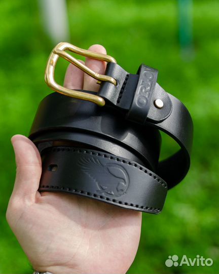 Ремень из натуральной кожи с латунной пряжкой