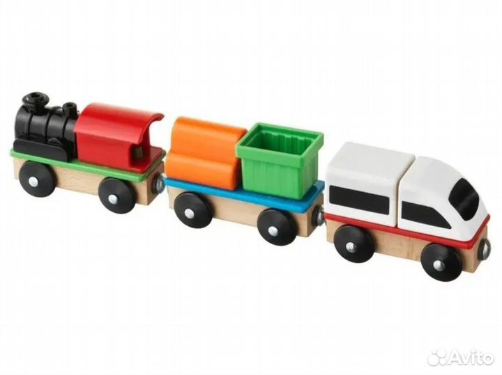 Поезд IKEA Лиллабу новый деревянный паровоз