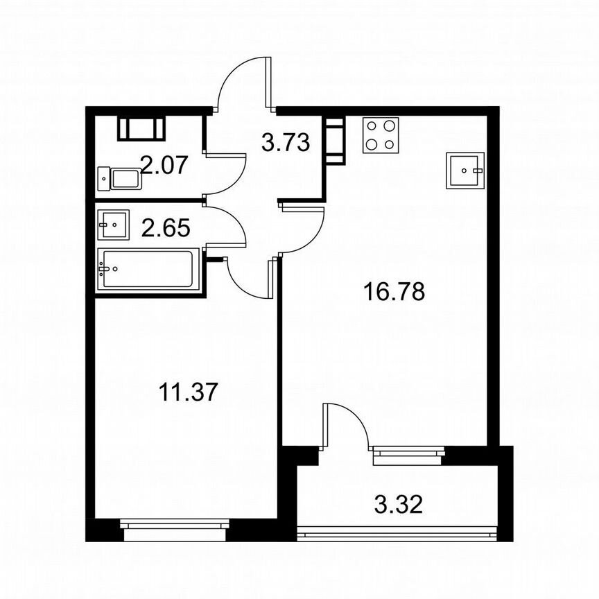 1-к. квартира, 38,3 м², 8/9 эт.