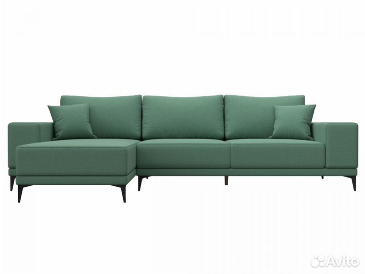 Диван угловой Льюес левый, рогожка, амур зеленый