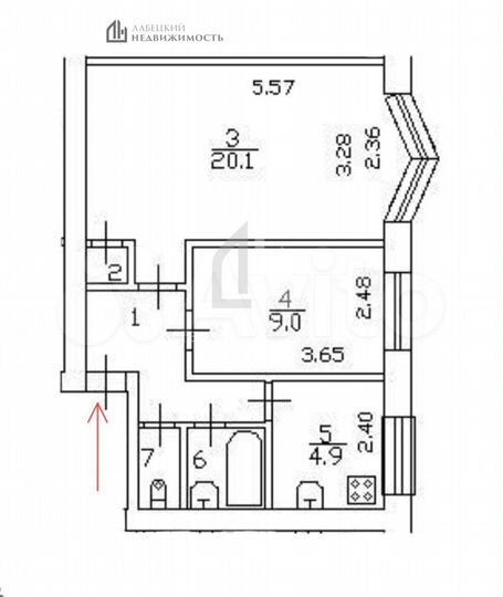 2-к. квартира, 43,1 м², 3/5 эт.