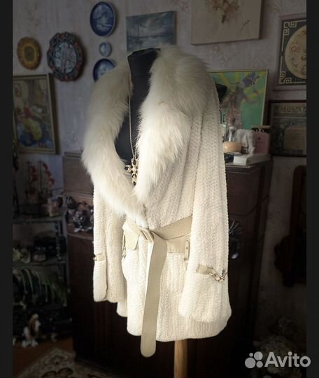 Вязанное меховое пальто Prada