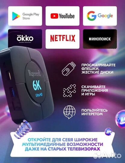Android смарт tv приставка 6К Ultra HD