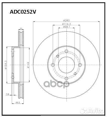 Диск тормозной перед ADC0252V allied nippon