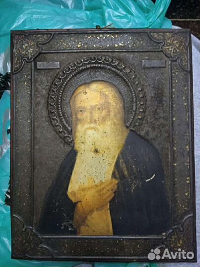 Старинная икона 19века Серафима Саровского