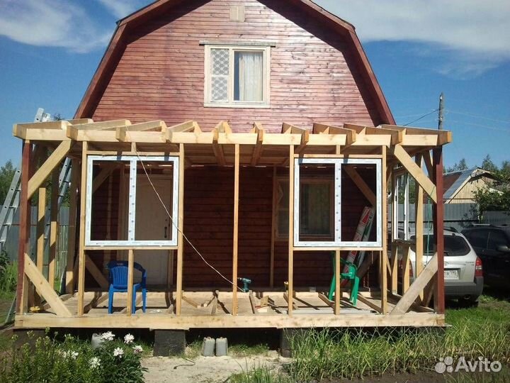 Хозблоки,терассы,пристройки,крыши,фасад,фундамент