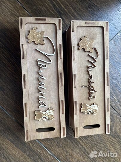 Именные карандашницы из дерева