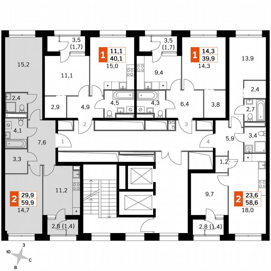 2-к. квартира, 60,1 м², 24/24 эт.