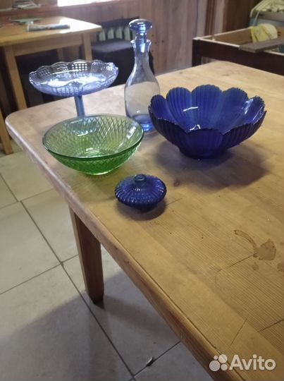 Ваза для фруктов цветное стекло времён СССР