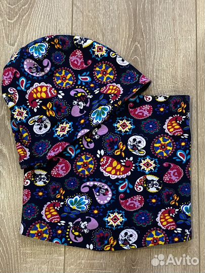 Комплект шапка и снуд двусторонние для девочки