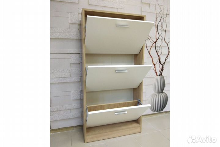 Тумба для обуви Империал 600 3-х дверная (Дуб сонома/Белый)