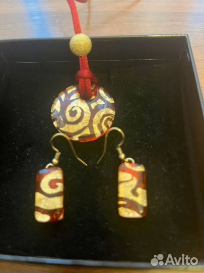 Комплект серьги и кулон Муранское Стекло