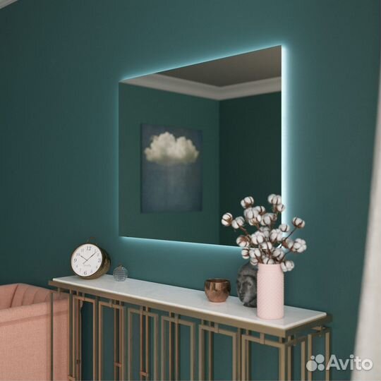 Парящее зеркало с Led подсветкой прямоугольное