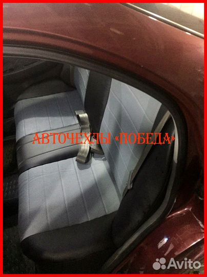 Чехлы Kia Spectra из экокожи чёрно-серые Классика