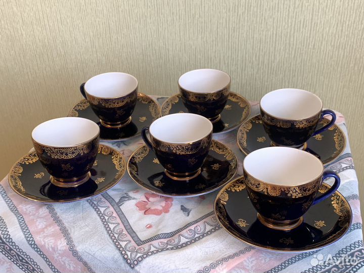 Чайная пара лфз Кобальт золочение